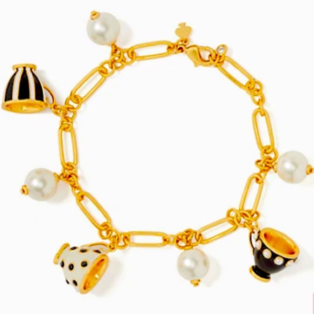 Kate Spade NWT Alice in Wonderland Teacup Charm Bracelet